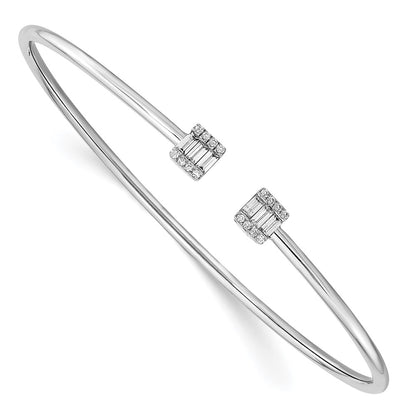 Complete 1/4 carat Diamond Square Flexible Cuff Bangle Bracelet - WBC