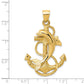 Large Polished and Satin Dolphin on Anchor Charm - WBC