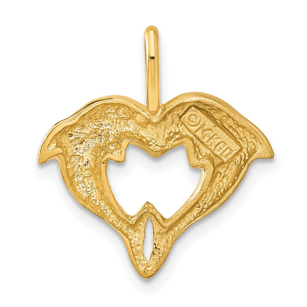 Satin and Polished Dolphin Heart Pendant - WBC