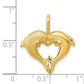Satin and Polished Dolphin Heart Pendant - WBC