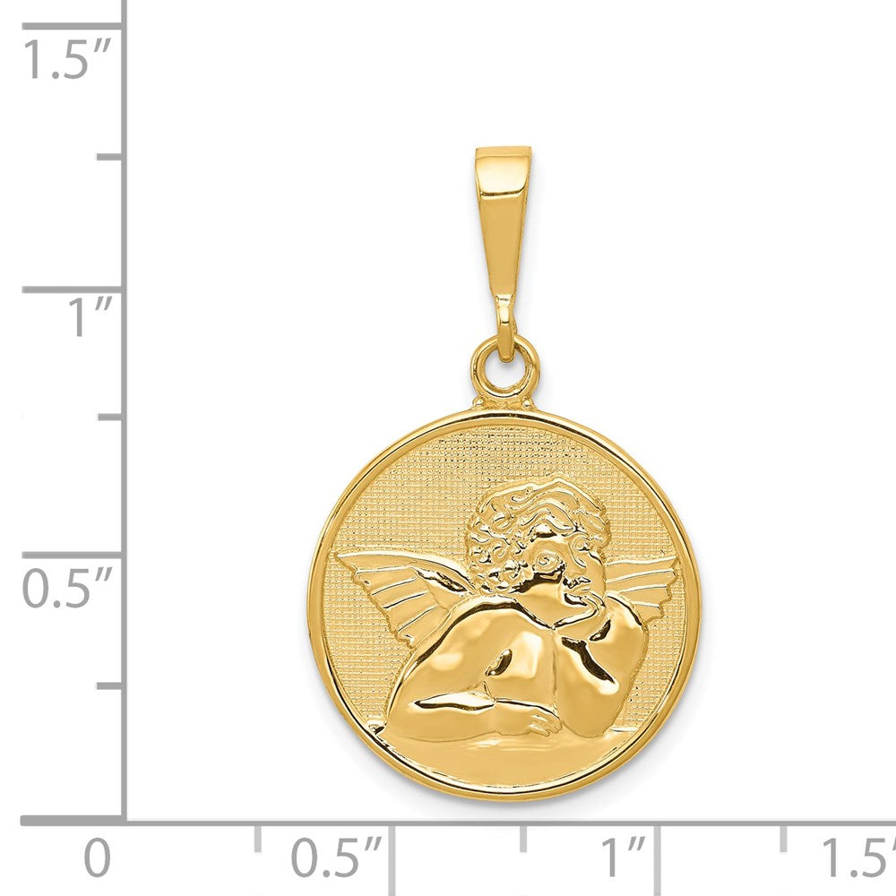 Polished and Satin Angel Round Pendant - WBC
