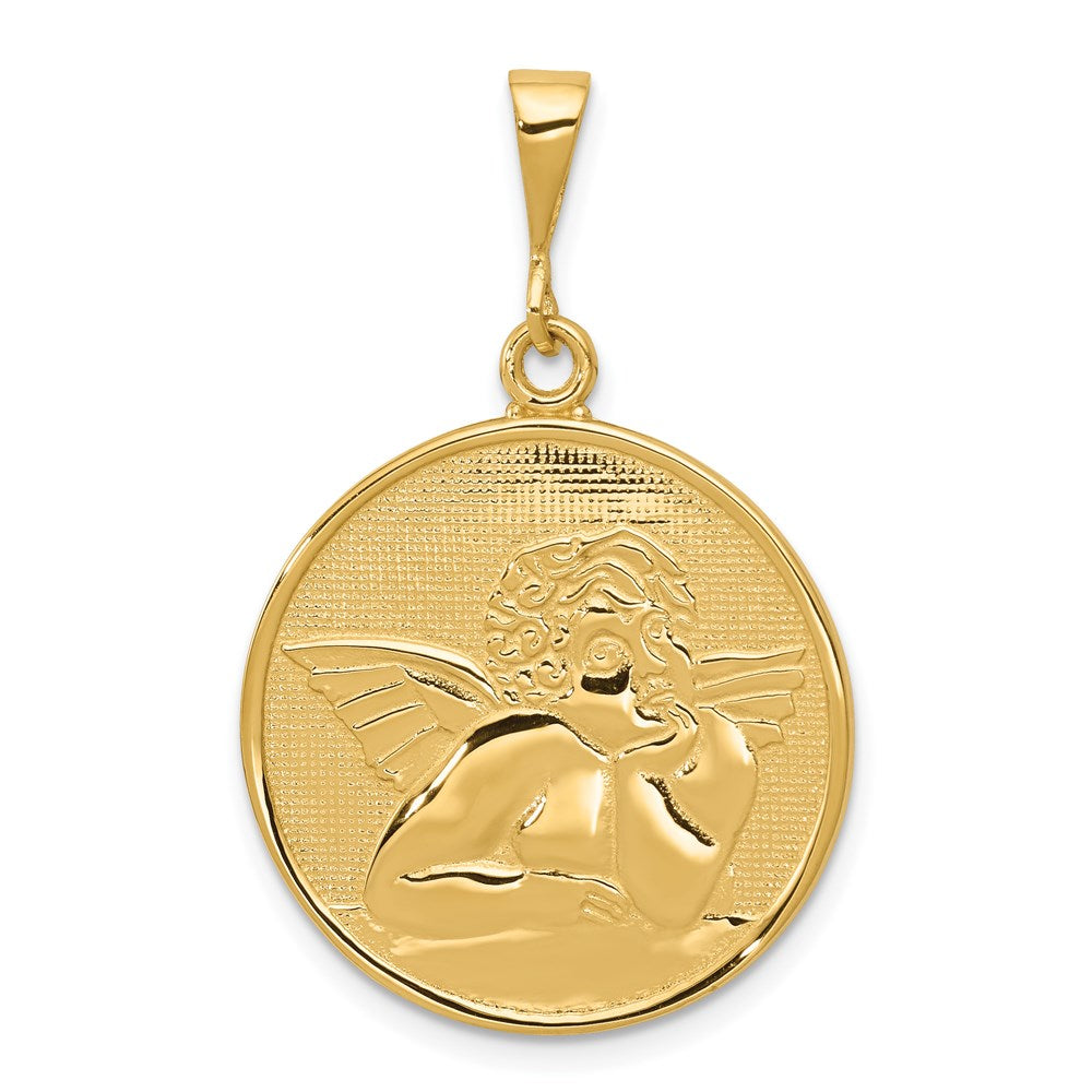 Polished and Satin Angel Round Pendant - WBC