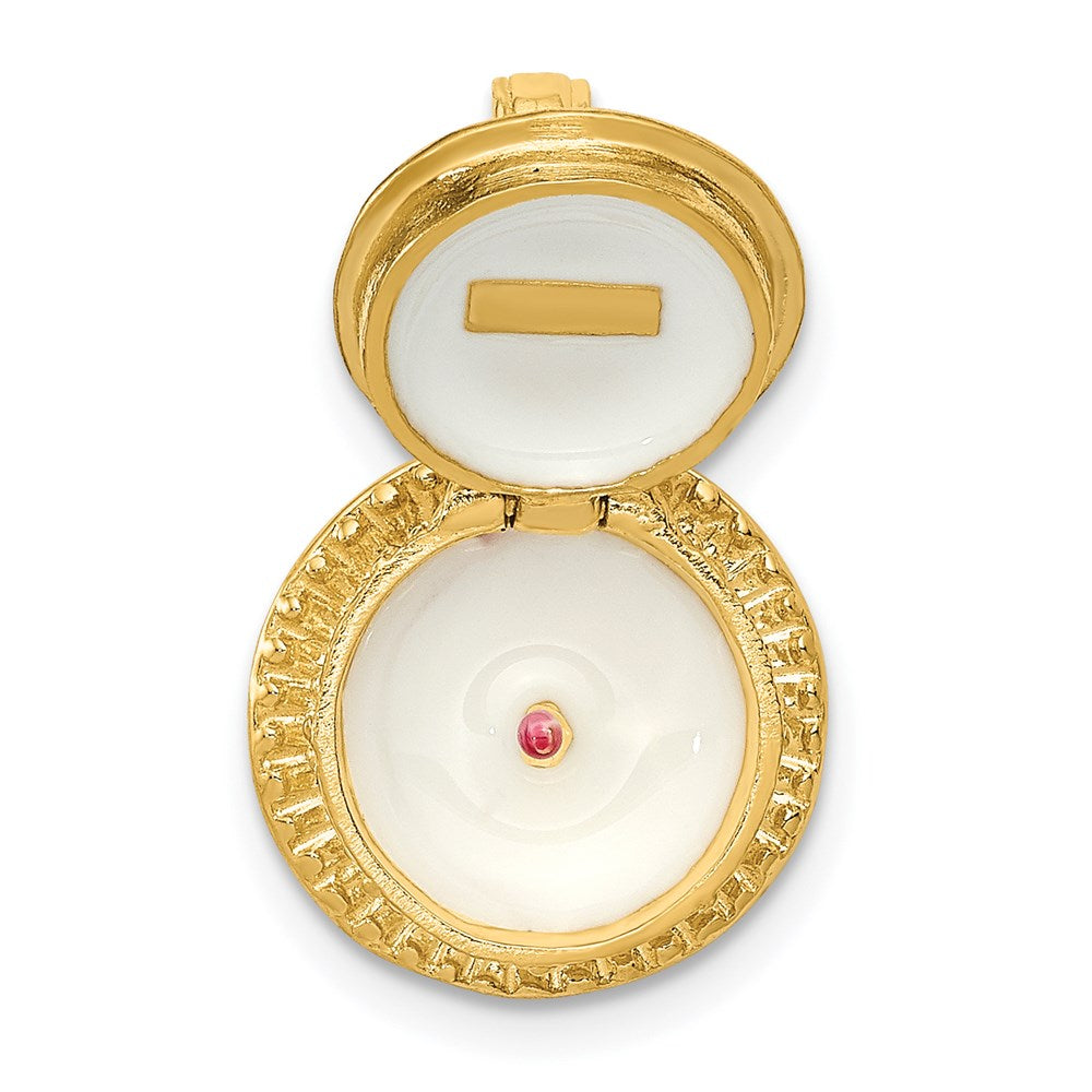 3-D Birthday Cake Opens with Enameled Candle Inside Pendant - WBC