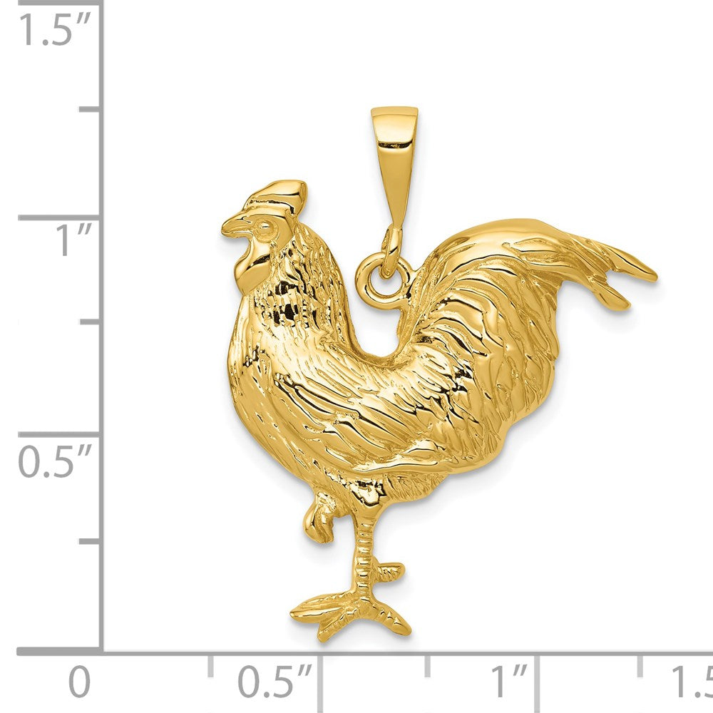 Solid Polished Open-Backed Rooster Pendant - WBC
