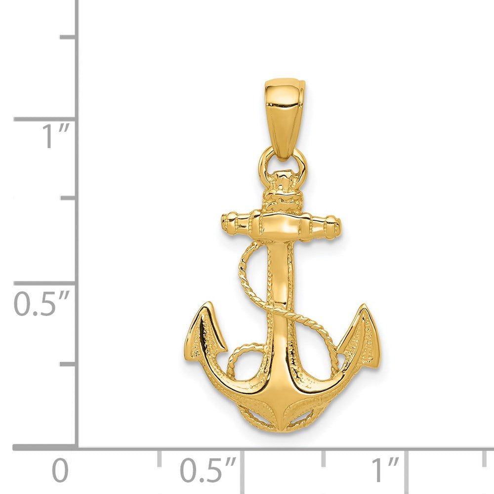Solid Polished Anchor with Rope Pendant - WBC