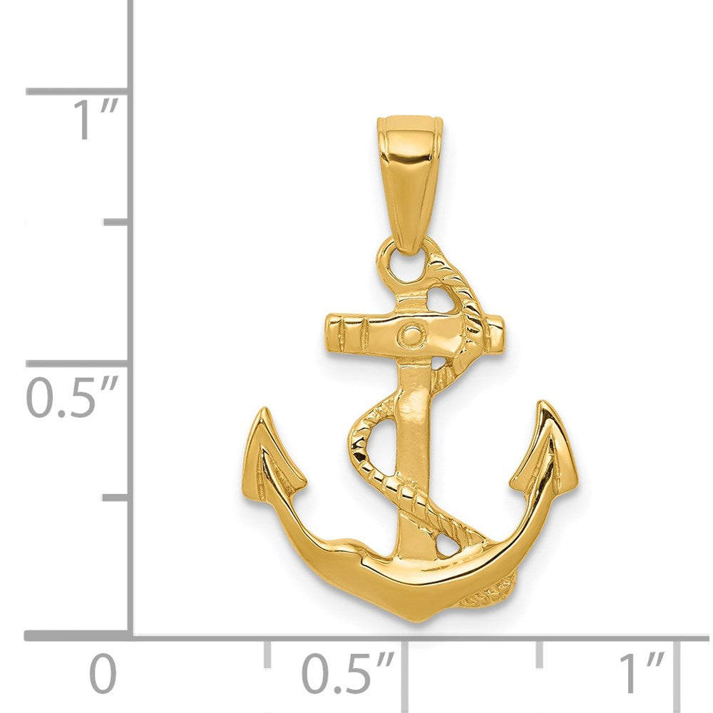 Solid Polished Anchor with Rope Pendant - WBC