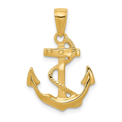 Solid Polished Anchor with Rope Pendant - WBC
