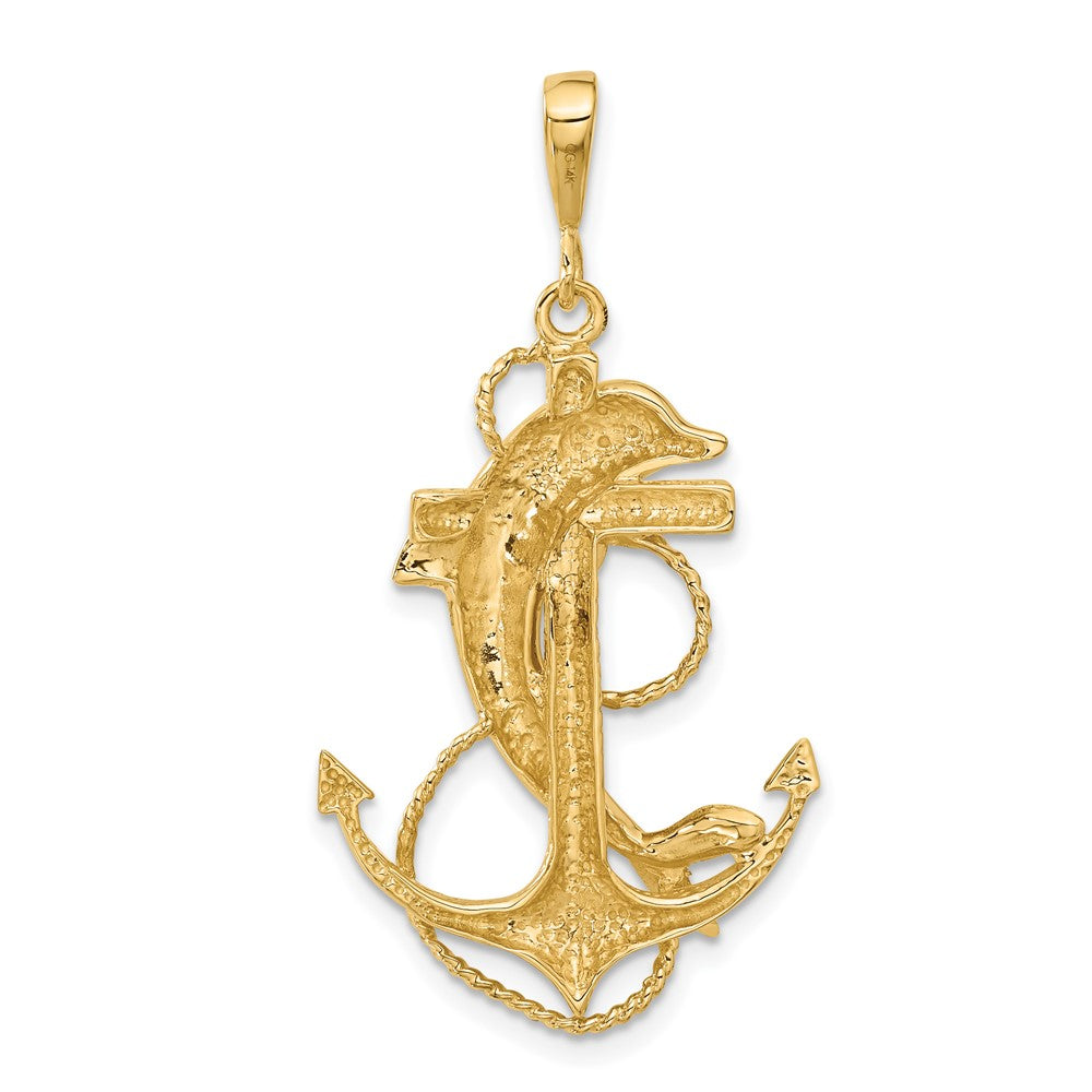 Solid Polished Anchor with Dolphin Pendant - WBC