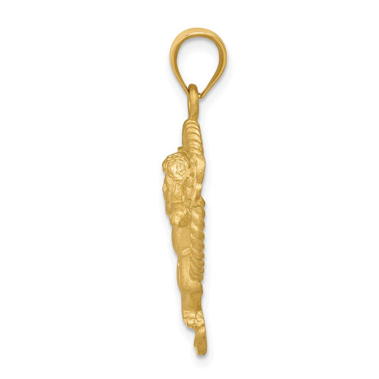 Satin Diamond-cut Angel in Circle Pendant - WBC