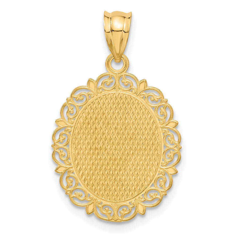 Solid Satin Polished Capricorn Zodiac Oval Pendant - WBC