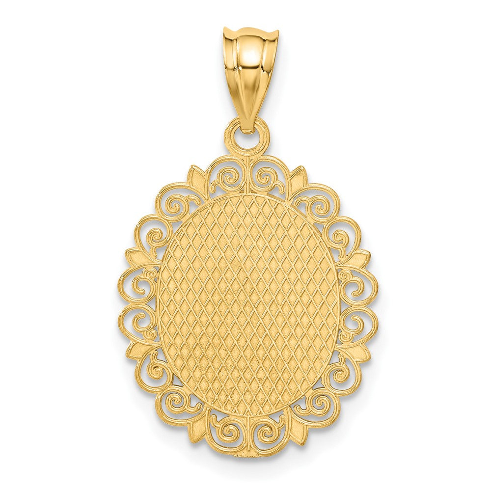 Solid Satin Polished Aquarius Zodiac Oval Pendant - WBC