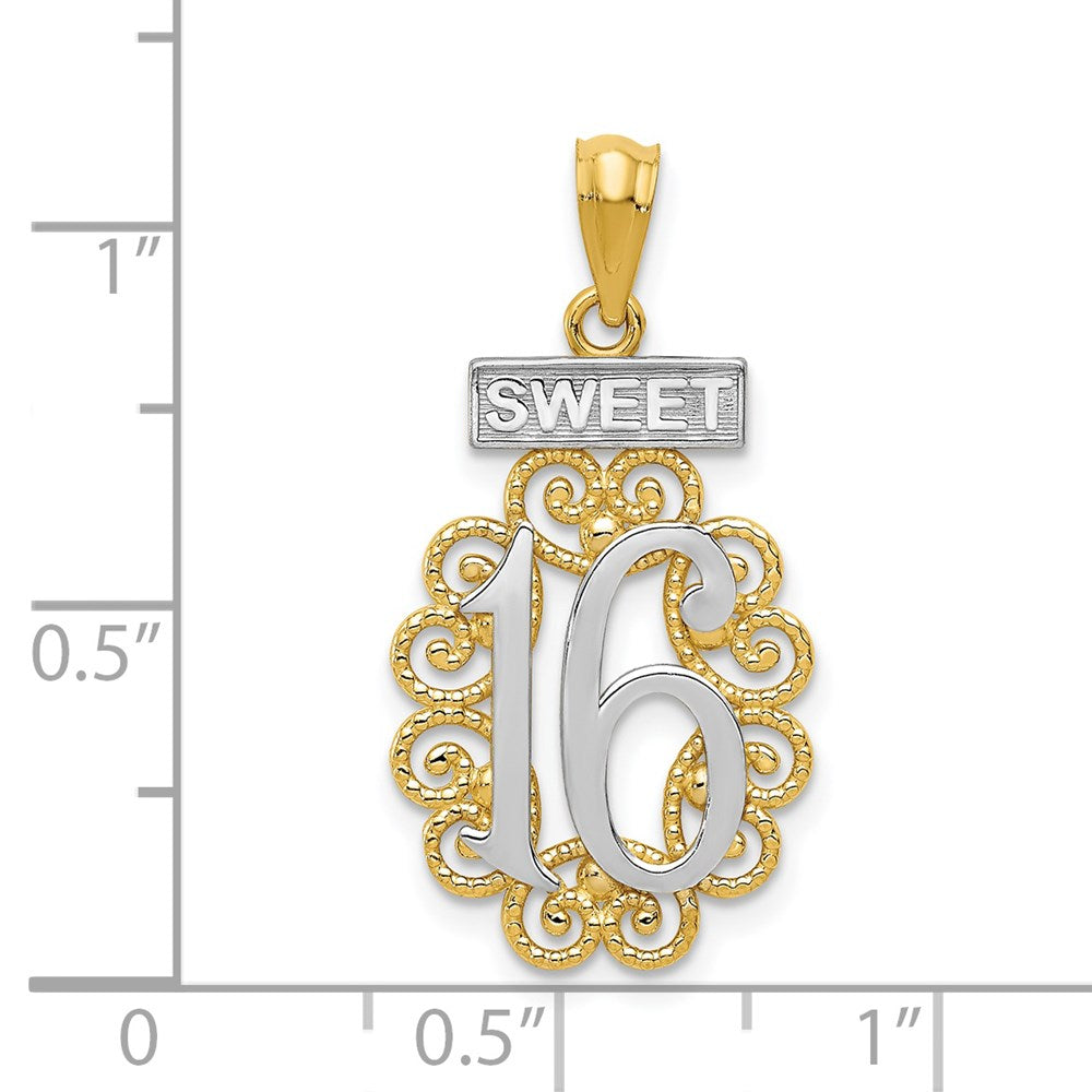 with Rhodium Filigree SWEET 16 Pendant - WBC