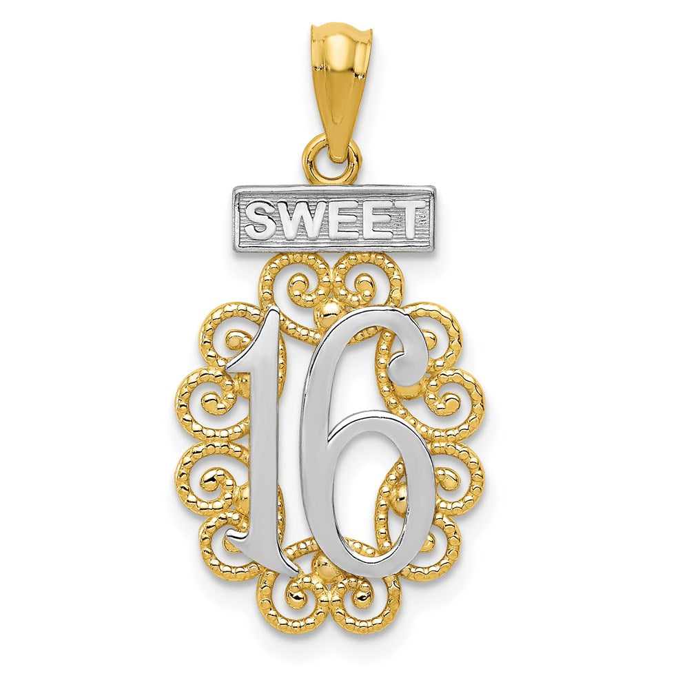 with Rhodium Filigree SWEET 16 Pendant - WBC