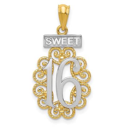 with Rhodium Filigree SWEET 16 Pendant - WBC