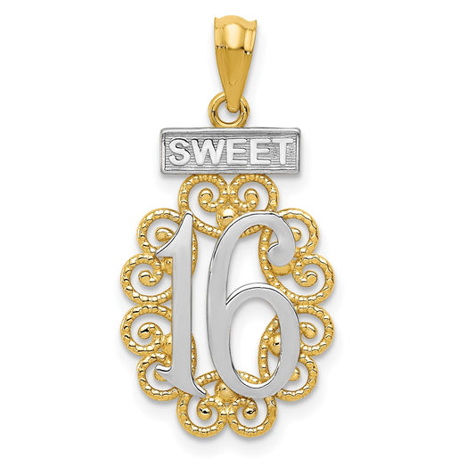 with Rhodium Filigree SWEET 16 Pendant - WBC