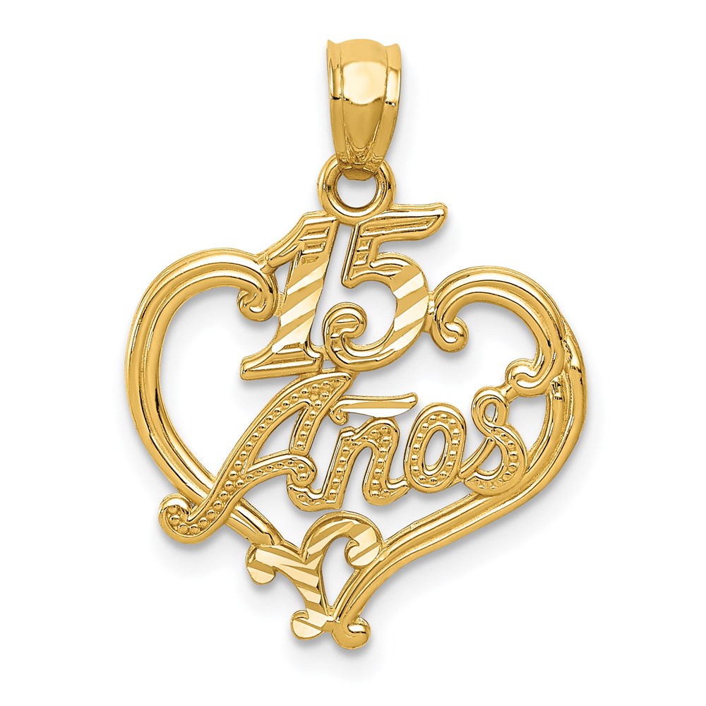 Diamond-cut 15 ANOS Heart Pendant - WBC
