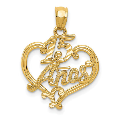 Diamond-cut 15 ANOS Heart Pendant - WBC