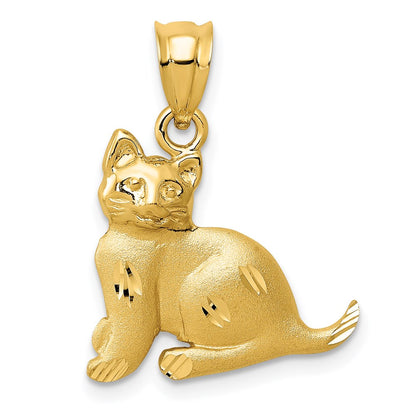 Satin Diamond-cut Cat Charm - WBC