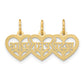 Triple Heart Diamond-cut BEST FRIENDS 3-Piece Break-apart Pendant - WBC