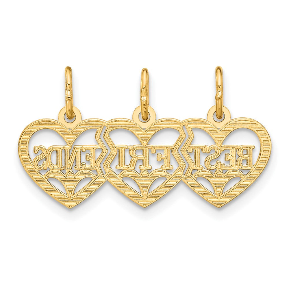 Triple Heart Diamond-cut BEST FRIENDS 3-Piece Break-apart Pendant - WBC