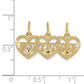 Triple Heart Diamond-cut BEST FRIENDS 3-Piece Break-apart Pendant - WBC