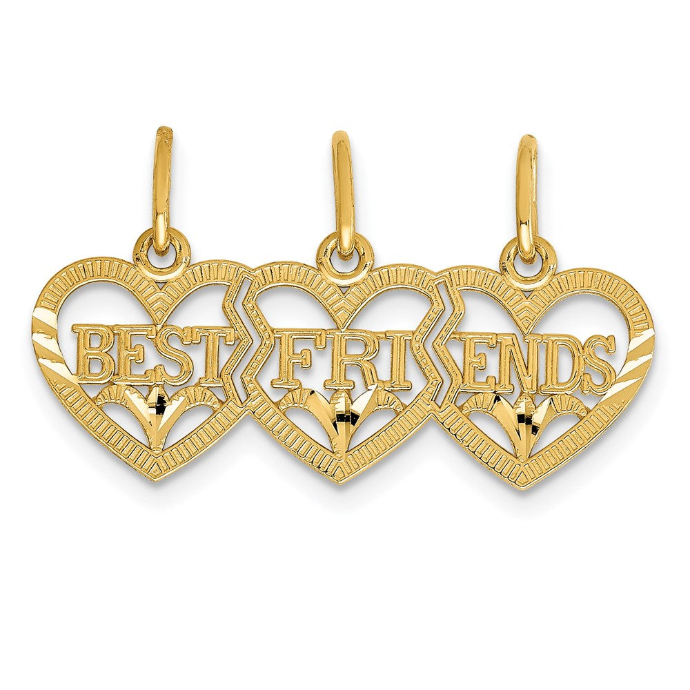 Triple Heart Diamond-cut BEST FRIENDS 3-Piece Break-apart Pendant - WBC
