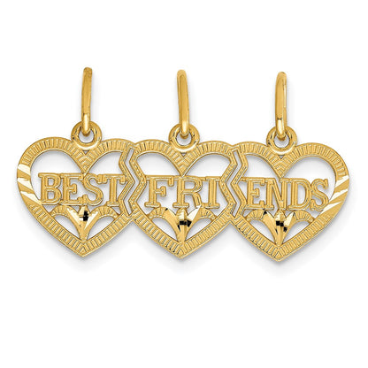 Triple Heart Diamond-cut BEST FRIENDS 3-Piece Break-apart Pendant - WBC