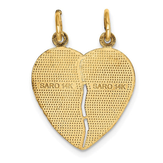14K Gold Querida 2-Piece Break-apart Diamond-cut From MY Heart Direct TO Yours Charm