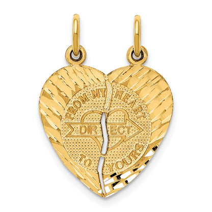 14K Gold Querida 2-Piece Break-apart Diamond-cut From MY Heart Direct TO Yours Charm