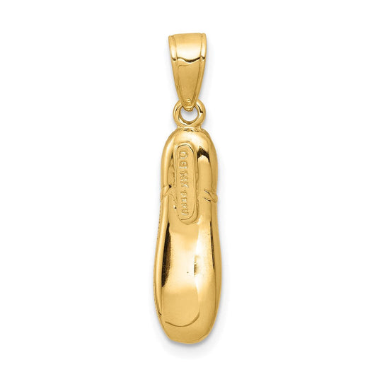14K Gold Odile 3-D Ballet Slipper Pendant, 7mm