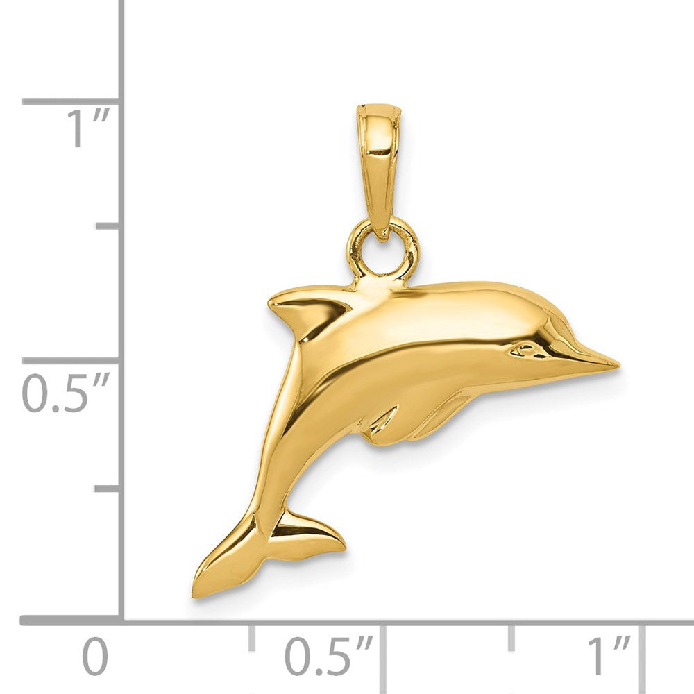 Polished 3-D Puffed Dolphin Pendant - WBC