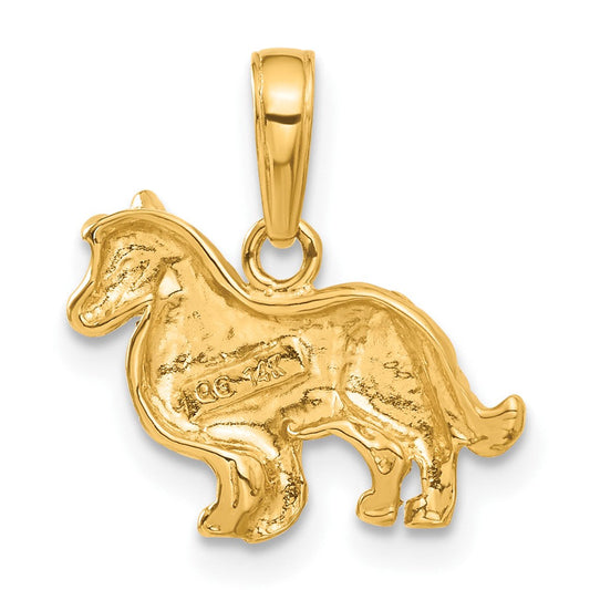 14K Gold Collie Dog Pendant, 17mm