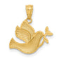 and Rhodium Polished Dove with Olive Branch Pendant - WBC