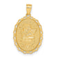 and Rhodium Angel Scalloped Edge Oval Pendant - WBC