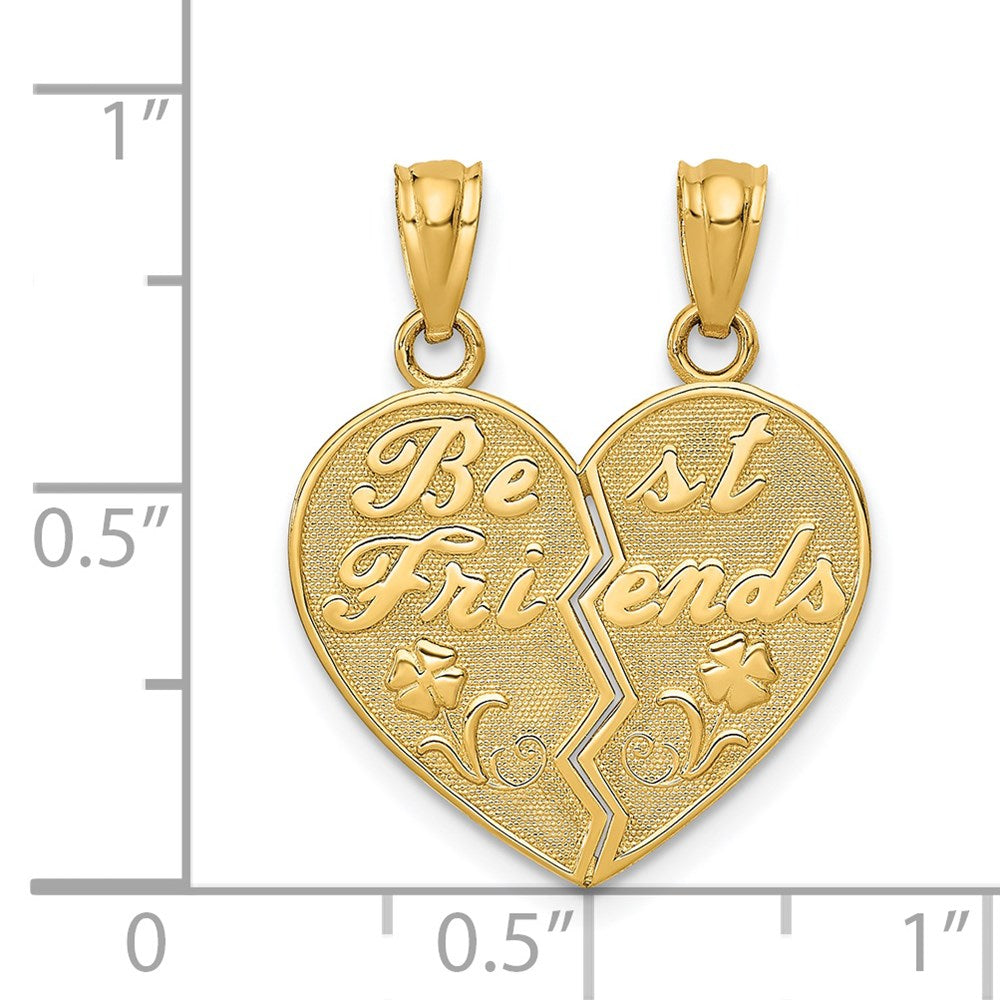 BEST FRIENDS Heart with Flower 2-Piece Break-Apart Pendant - WBC