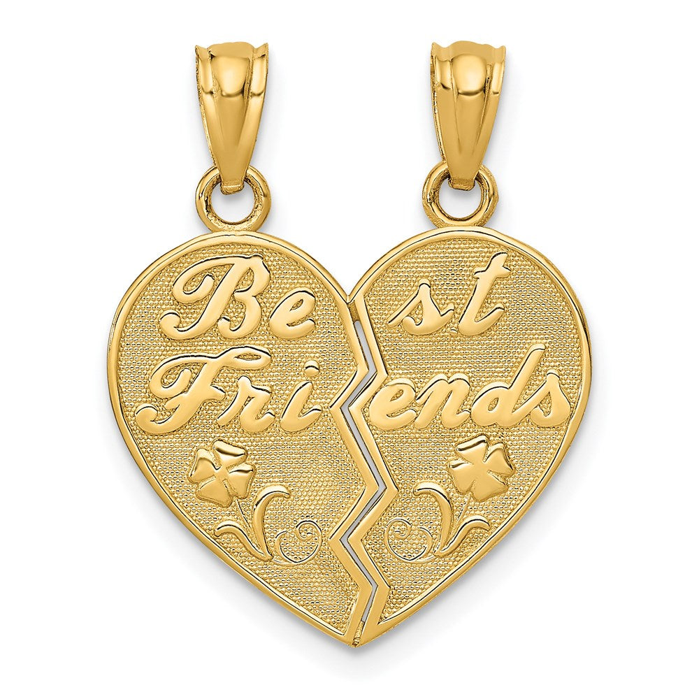 BEST FRIENDS Heart with Flower 2-Piece Break-Apart Pendant - WBC