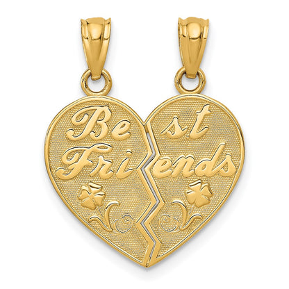 BEST FRIENDS Heart with Flower 2-Piece Break-Apart Pendant - WBC