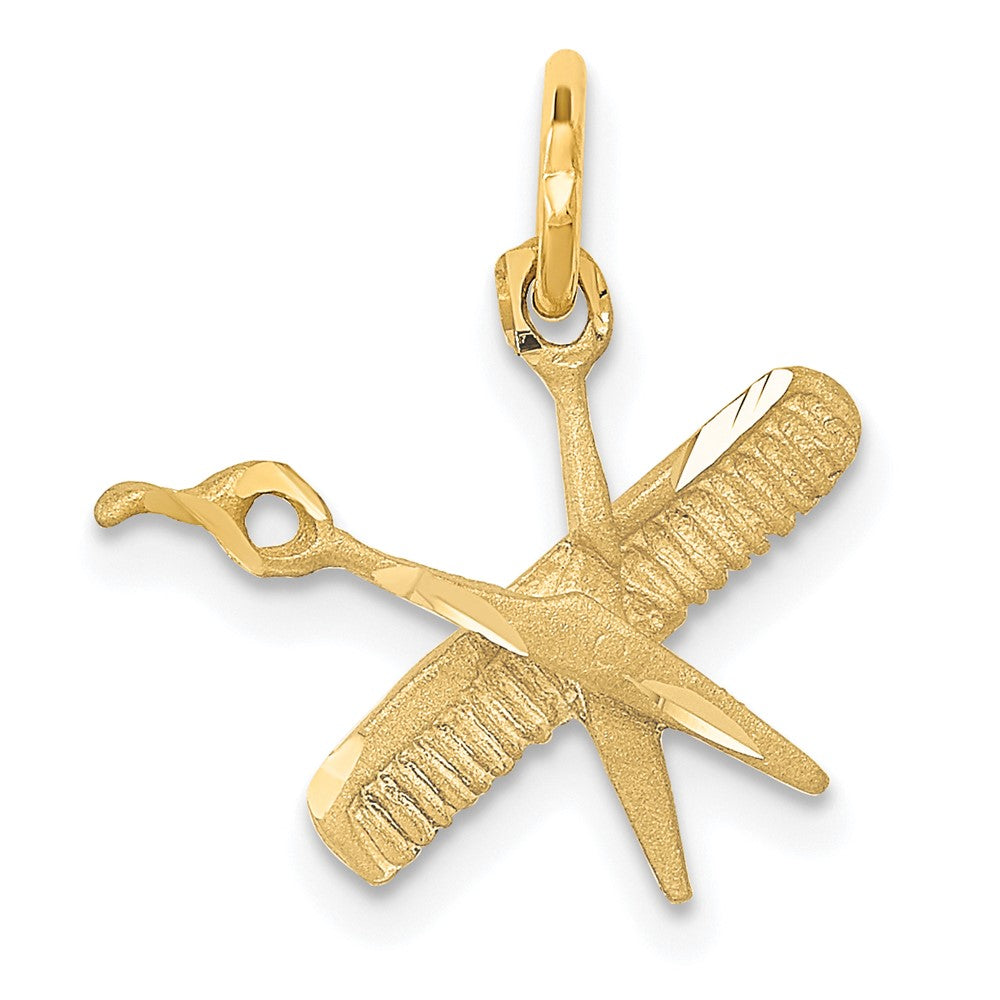 Satin Diamond-cut Comb and Scissors Charm - WBC