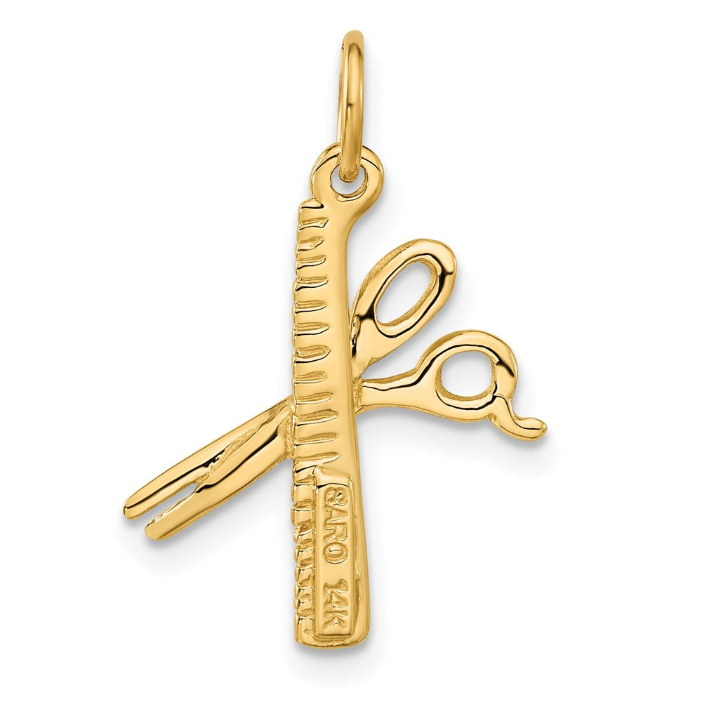 Satin Diamond-cut Comb and Scissors Charm - WBC