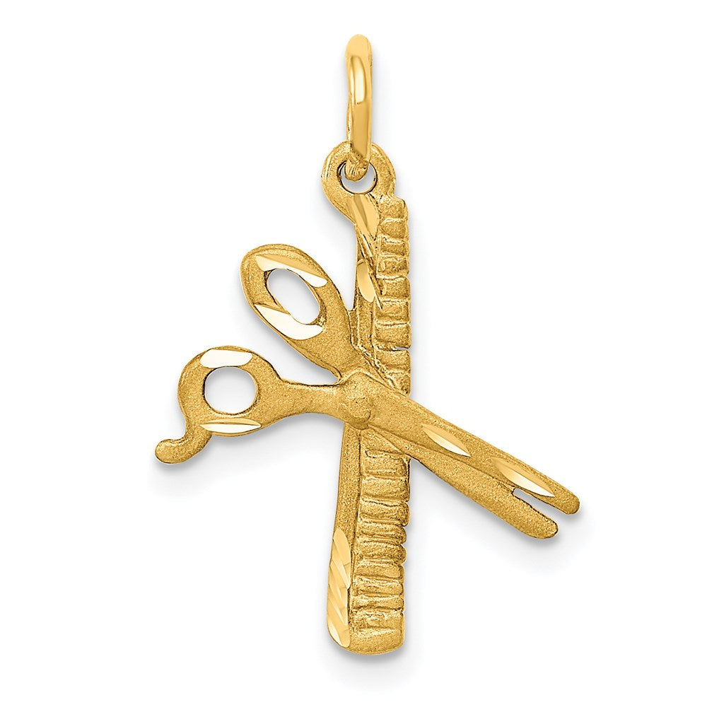 Satin Diamond-cut Comb and Scissors Charm - WBC