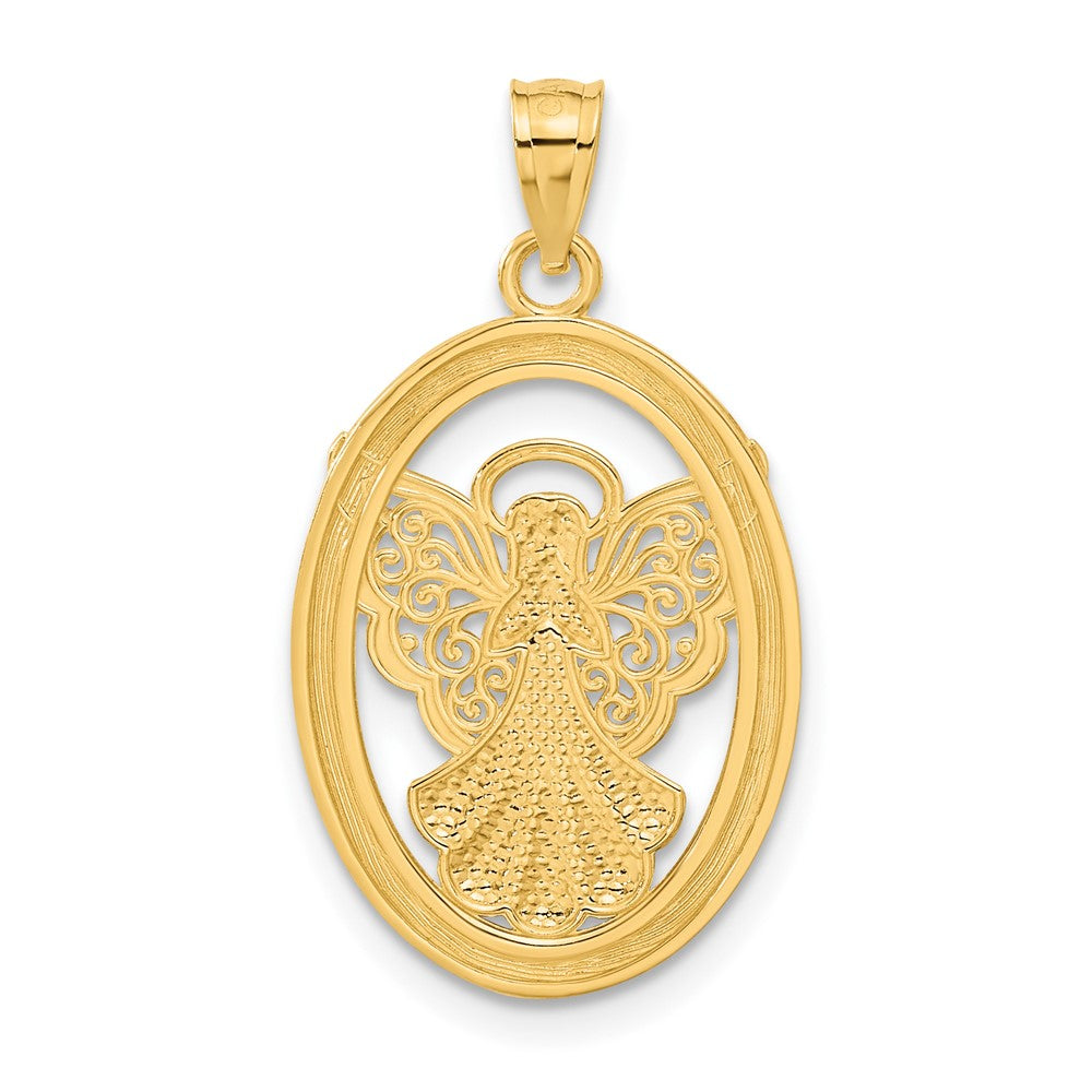 and Rhodium BELIEVE PEACE FAITH HOPE Filigree Angel Pendant - WBC