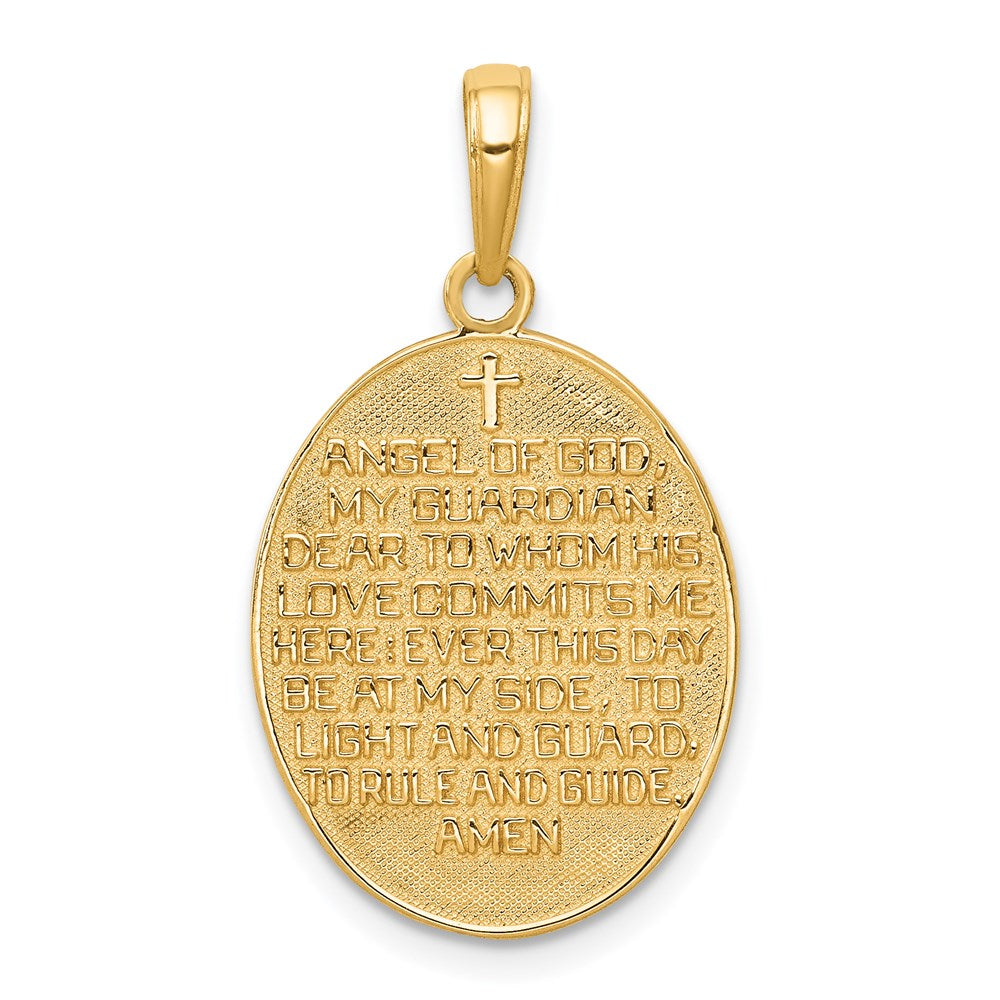 and Rhodium Reversible GUARDIAN ANGEL PRAYER Pendant - WBC