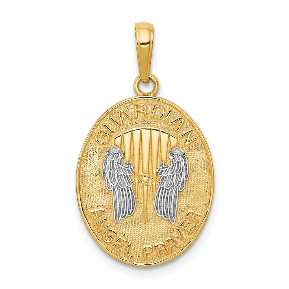 and Rhodium Reversible GUARDIAN ANGEL PRAYER Pendant - WBC