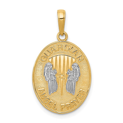 and Rhodium Reversible GUARDIAN ANGEL PRAYER Pendant - WBC