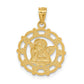 and Rhodium Scalloped Frame Cherub Round Pendant - WBC