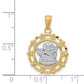 and Rhodium Scalloped Frame Cherub Round Pendant - WBC