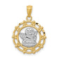 and Rhodium Scalloped Frame Cherub Round Pendant - WBC