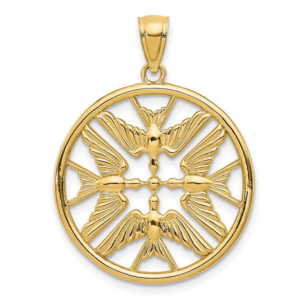 Polished Doves in Circle Pendant - WBC