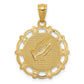 and Rhodium BAPTISM with Praying Hands Scalloped Edge Round Pendant - WBC