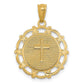and Rhodium BAPTISM with Cross Scalloped Edge Round Pendant - WBC